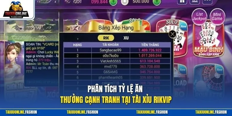Phân tích tỷ lệ ăn thưởng cạnh tranh tại Tài Xỉu Rikvip