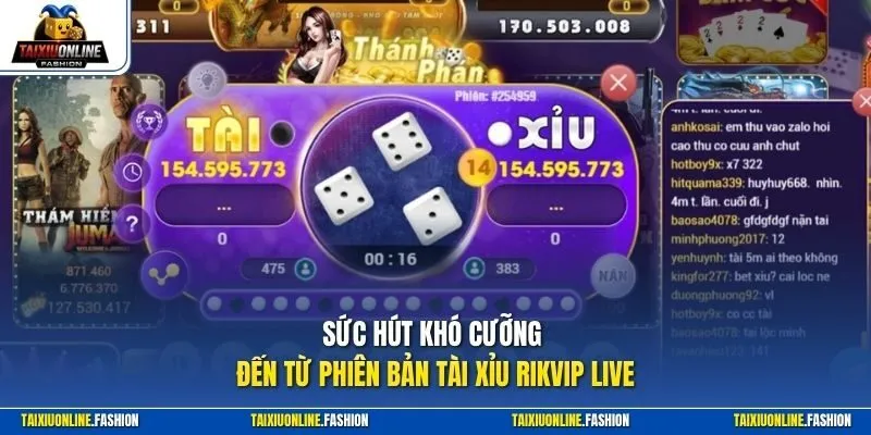 Sức hút khó cưỡng đến từ phiên bản Tài Xỉu Rikvip Live