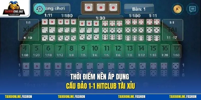 Thời điểm nên áp dụng cầu đảo 1-1 Hitclub Tài Xỉu